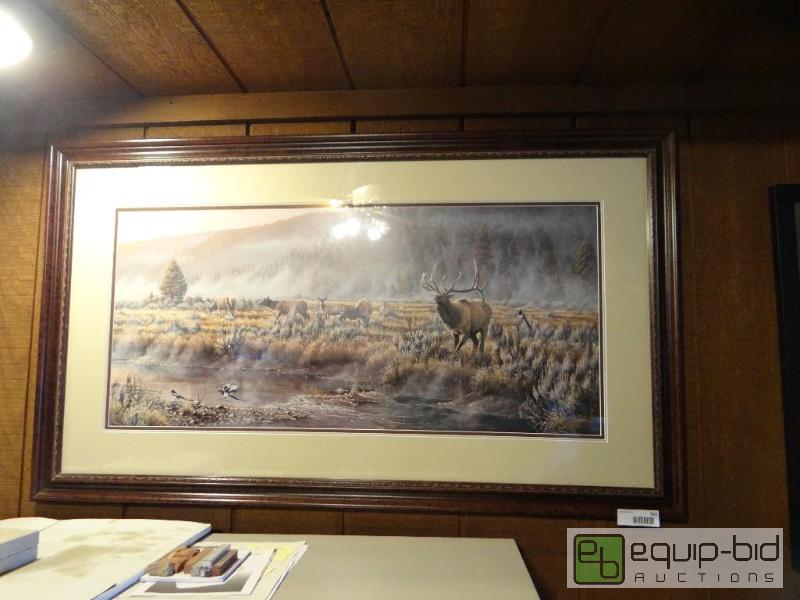 lot 563 image: Beautiful framed Elk print signed and numbere...