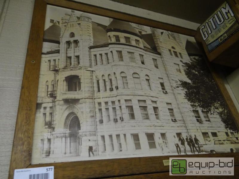 lot 577 image: Framed picture of Wichita city hall in 1900s...