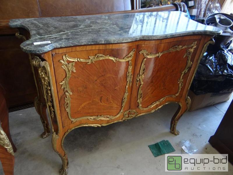 lot 640 image: Beautiful antique inlaid marble top cabinet w...