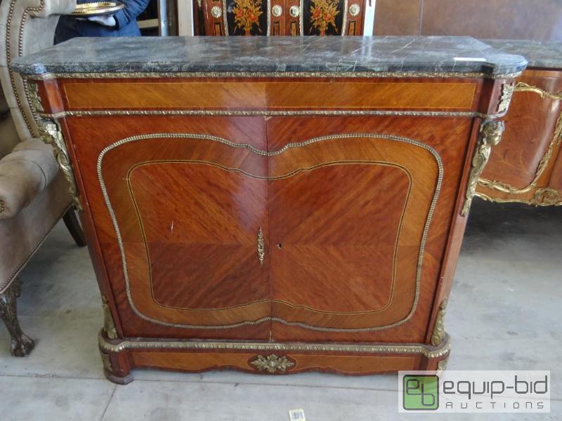lot 641 image: Beautiful antique inlaid marble top cabinet w...