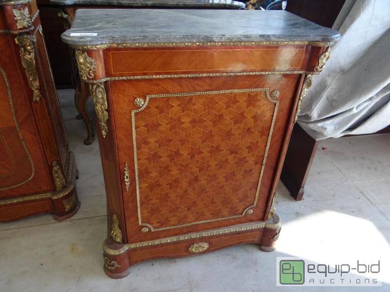 lot 642 image: Beautiful antique inlaid marble top cabinet w...