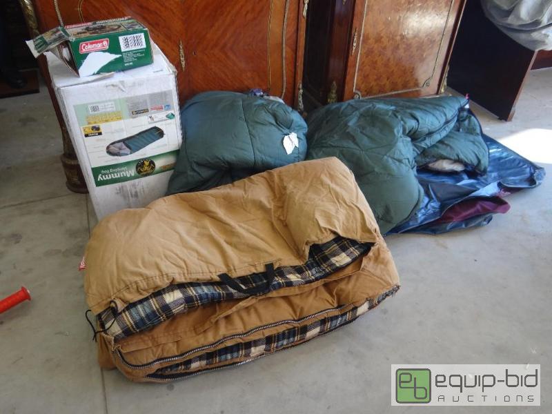 lot 643 image: Lot of 4 sleeping bags, 2 twin size air mattr...