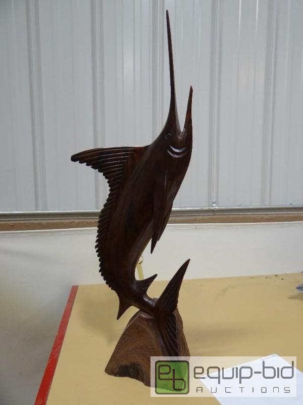 lot 687 image: Large Iron wood sail fish statue.  Almost 30&...