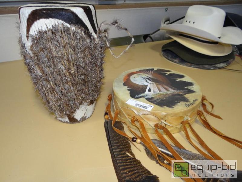 lot 694 image: 2 genuine native made pieces.  Drum is made o...