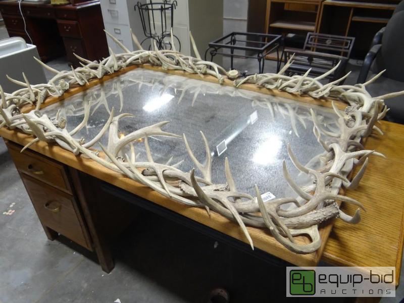 lot 702 image: Genuine deer antler framed mirror.  50&quot ...