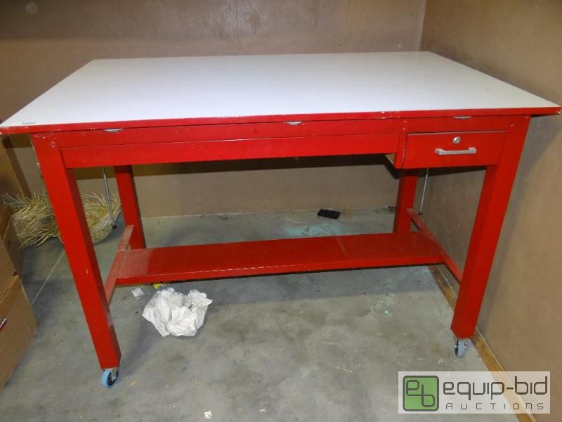 lot 703 image: Very nice drafting table on wheels with 2 dra...