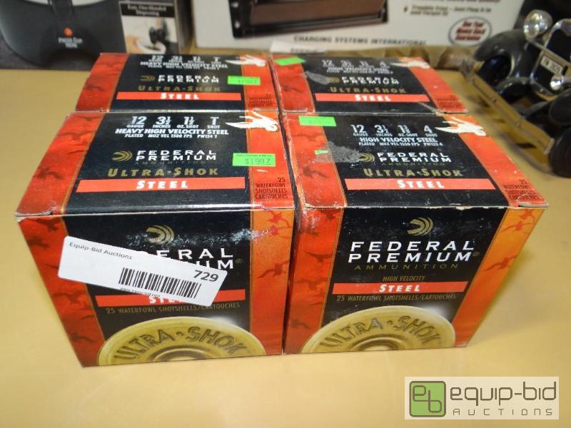 lot 729 image: 4 boxes of Federal Premium ultra-shock steel ...