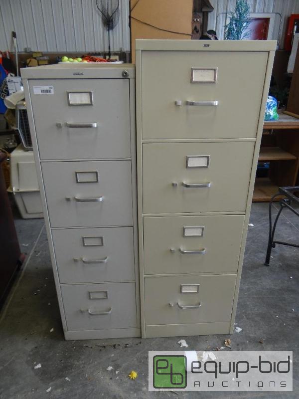 lot 734 image: Lot of 2 metal Hon 4 drawer file cabinets....