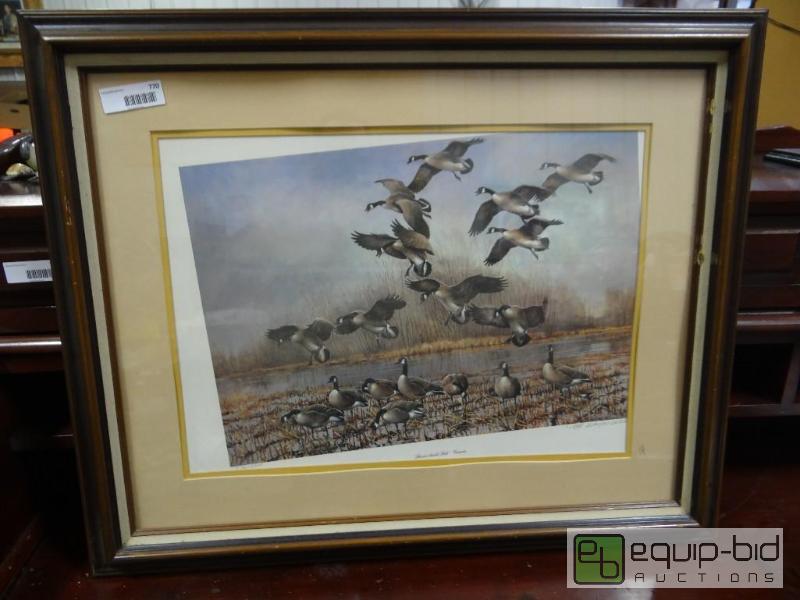 lot 770 image: Framed print titled &quotFlooded Stubble Fie...