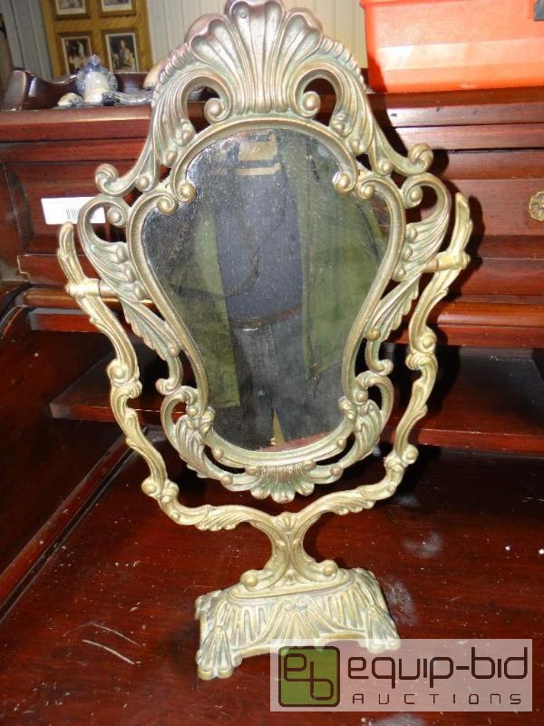 lot 774 image: Nice looking metal vanity mirror. 21&quot ta...