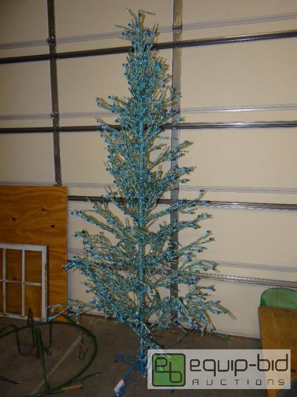 lot 790 image: Blue lighted Christmas tree and large real tr...