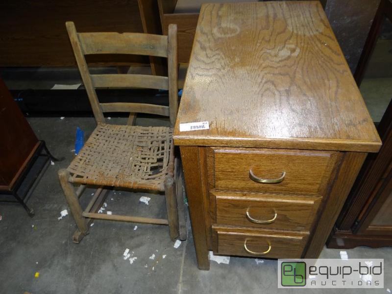 lot 804 image: Vintage rocking chair, needs TLC and oak 3 dr...
