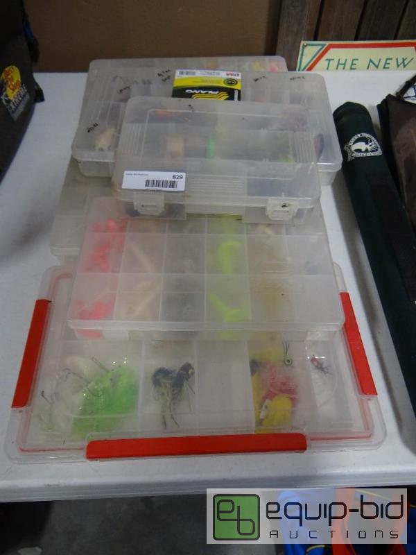 lot 829 image: Lot of 6 plastic boxes with various fishing t...