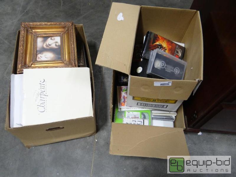 lot 888 image: 2 boxes of various VHS tapes and box of nice ...