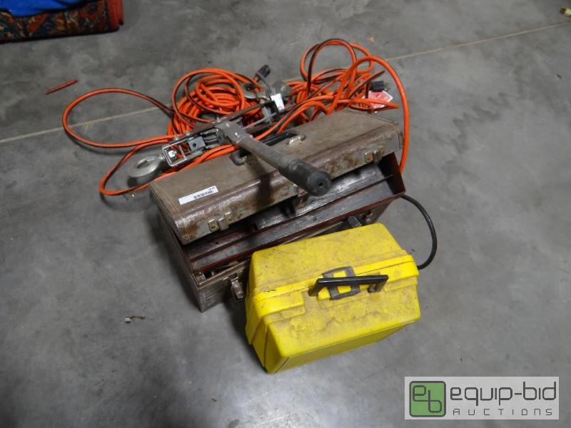 lot 900 image: Tool box with contents, extension cord, route...