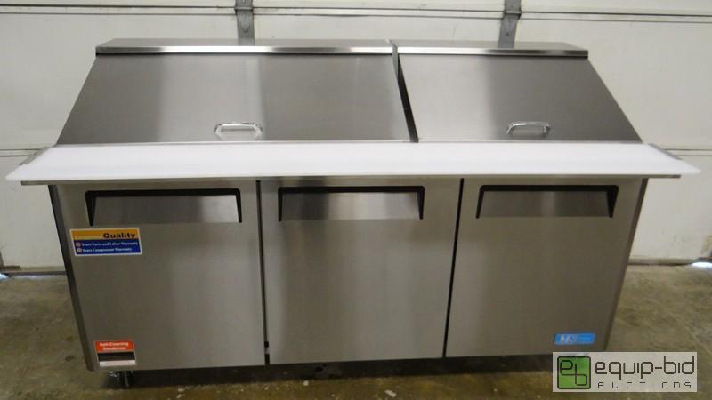 lot 121 image: New 72 M3 TurboAir Mega Top 3 Door Refrigerated Prep Table