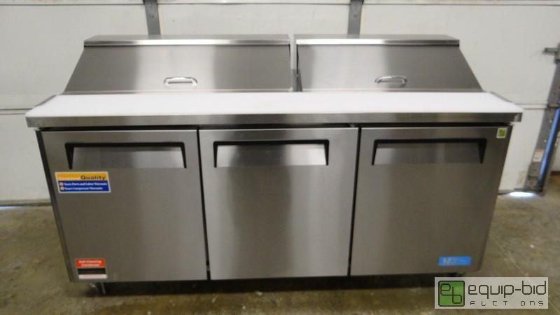 lot 124 image: New 72 M3 TurboAir 3 Door Refrigerated Prep Table