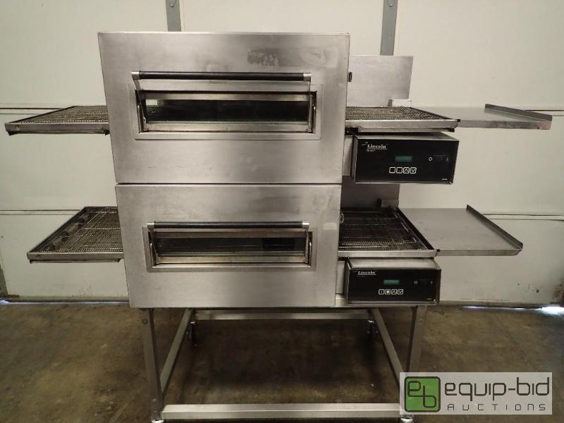 lot 277 image: Lincoln 1132 Enodis Double Stack Conveyor Pizza Oven