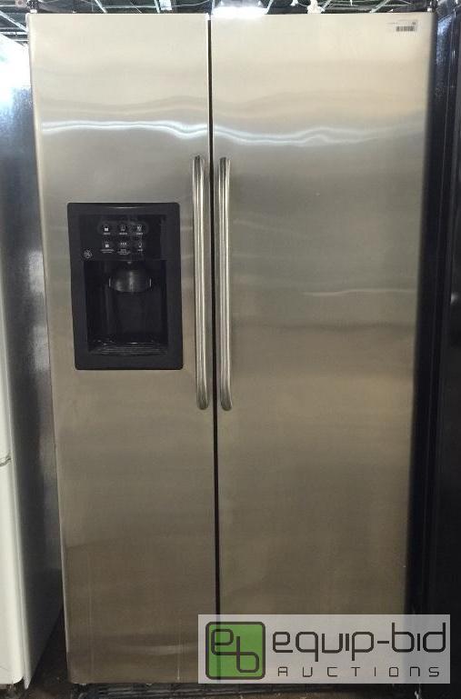 lot 65 image: GE 25.0 Cu. Ft. Capacity Stainless Side-By-Side Refrigerator with Dispenser