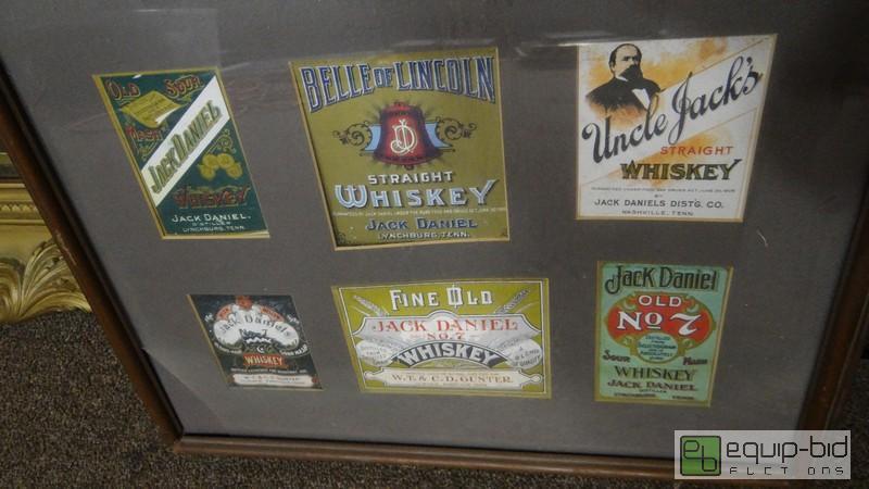 lot 683 image: Set Of (6) Framed Vintage Collectable Jack Daniels LabelS