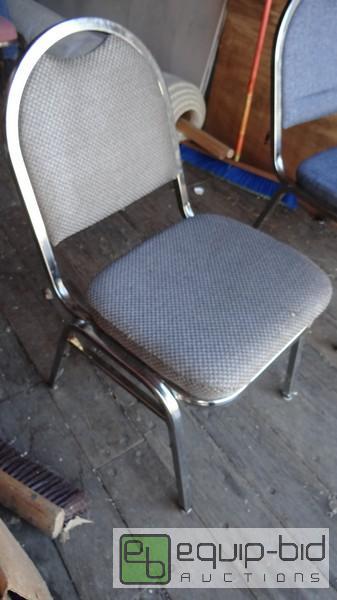 lot 727 image: Lot Of (5) Stackable Metal Frame With Black Pad Chairs