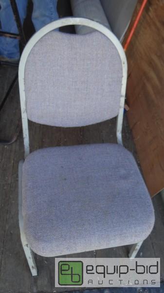 lot 730D image: Lot Of (4) Stackable Metal Frame With GreyBrown Pad Chairs