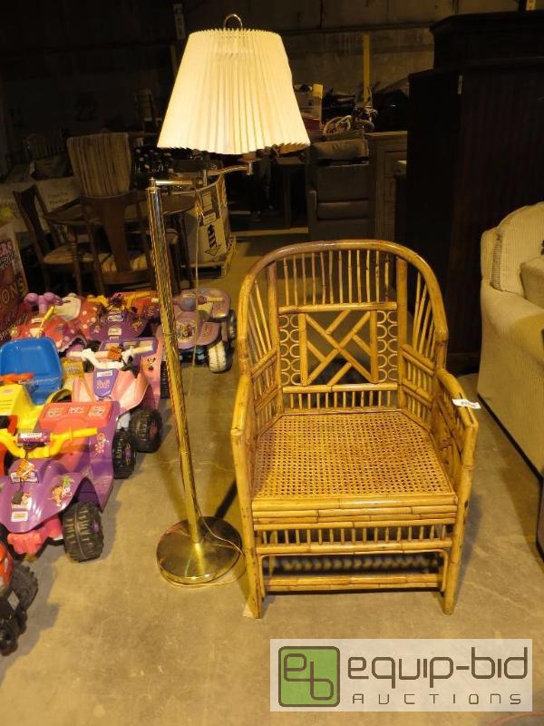 lot 31 image: Wicker chair and lamp