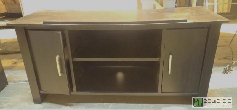 lot 4106 image: Black 2 Shelf 2 Door TV Stand