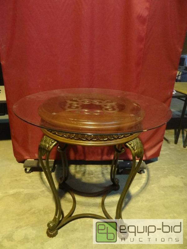 lot 4180 image: Very Nice Glass Top Bar Height Dining Table