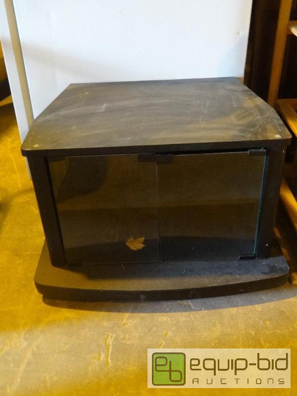 lot 4199 image: Black Glass Front (2) Shelf TV Stand