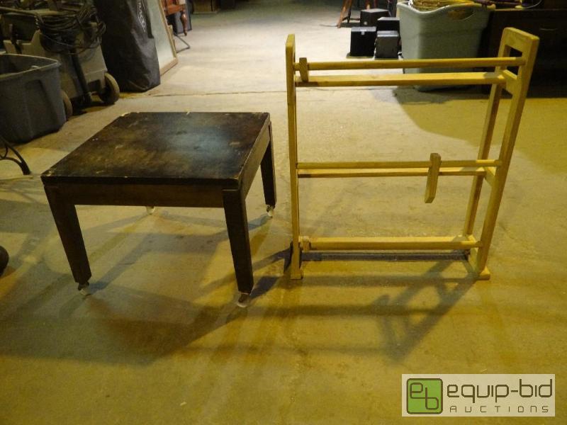 lot 4221 image: Side Table on Wheels & 3 Tier Shoe Rack
