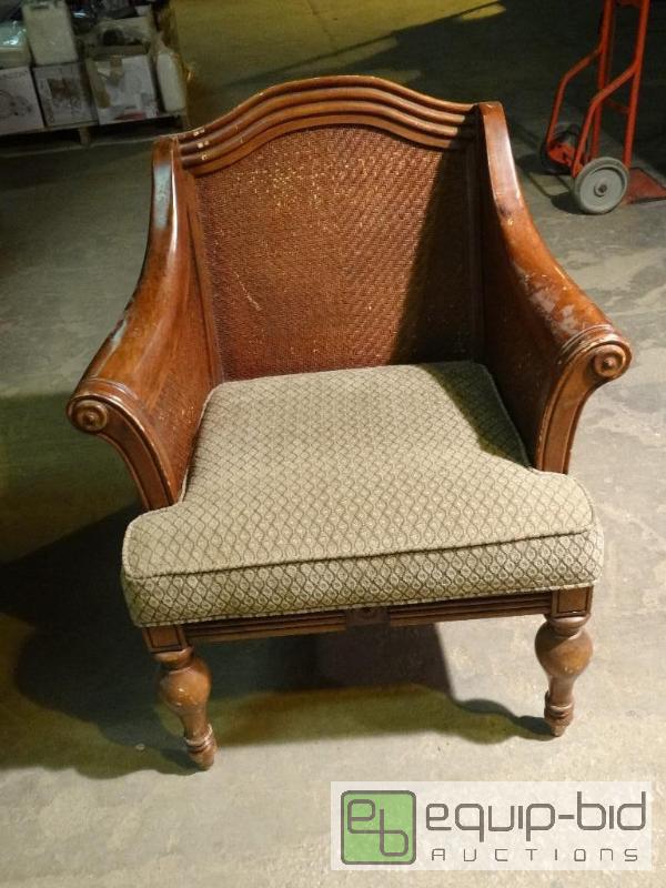 lot 4231 image: Old Wooden Chair w Cushion