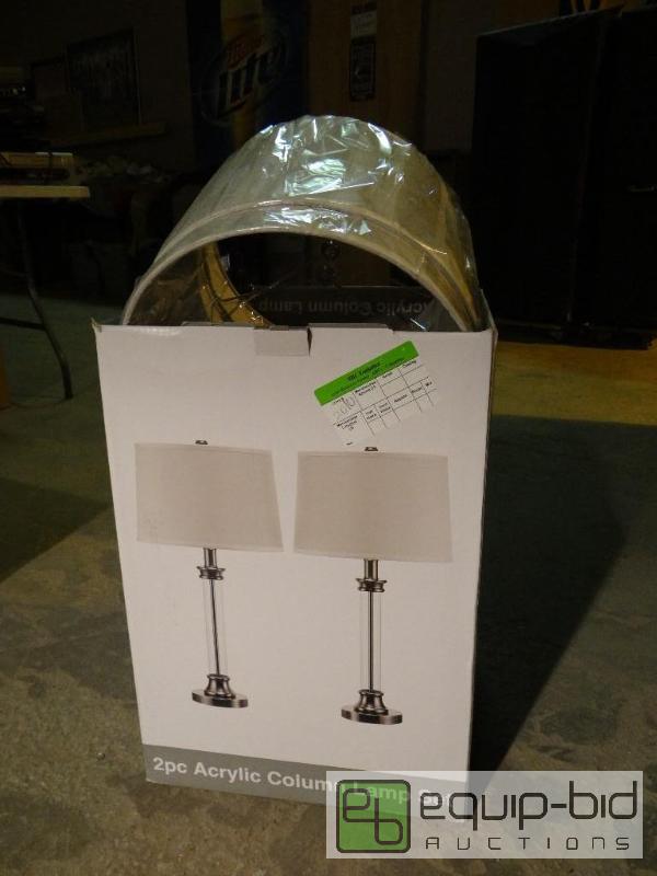 lot 4253 image: 2pc Acrylic Column Lamp Set