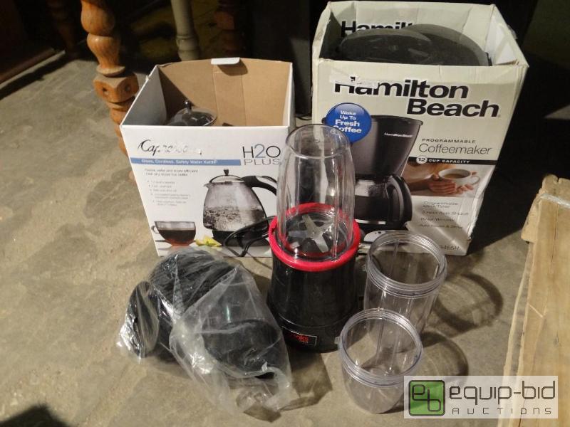 lot 4266 image: Hamilton Beach Coffee Maker, Electric Kettle, Cooks Power Pro Blender