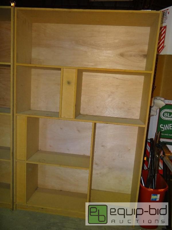 lot 4280 image: Light Colored Wood Book Shelf Organizing Cabinet