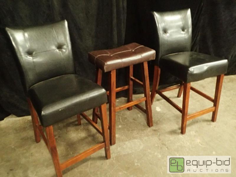 lot 216 image: (2) High Dining Chairs (Nice) and Bar Height Stool (Also Nice)