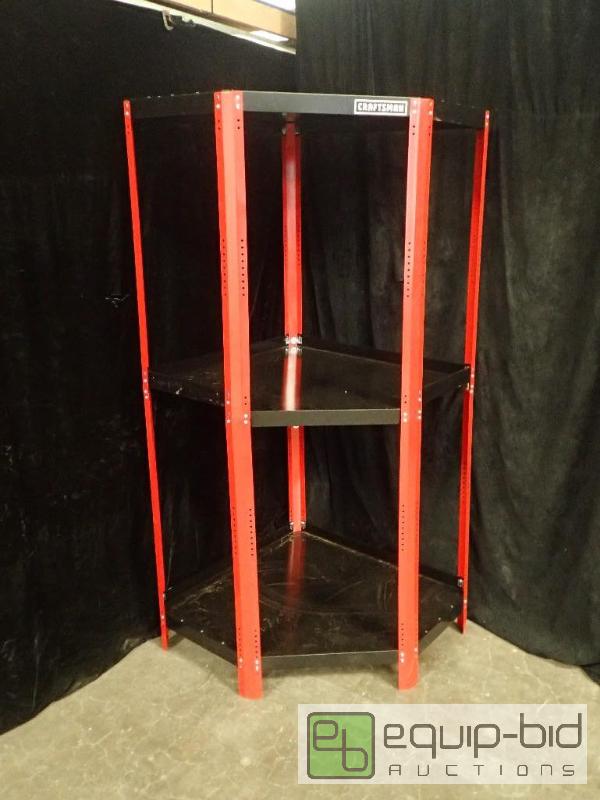 lot 235 image: Craftsman Corner Steel Shelving Unit - RedBlack