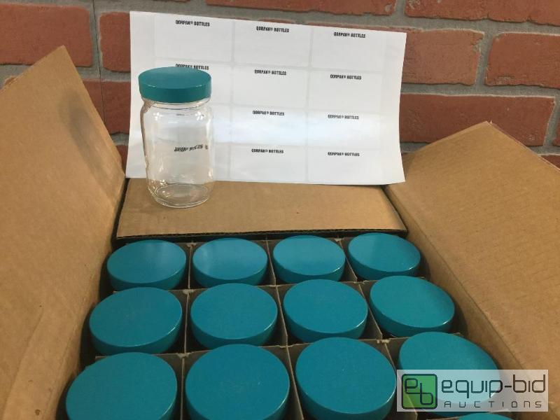 lot 128 image: VWR Wide mouth Jars with screw on lids  Quant...