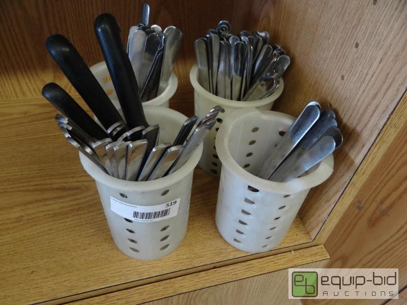 lot 519 image: Lot of 4 silverware holders with various silv...