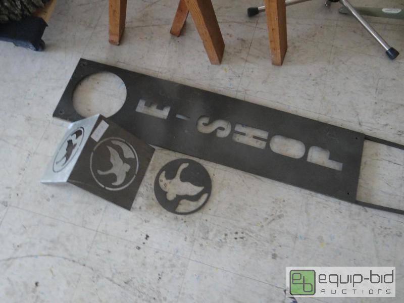 lot 608 image: Metal E-Shop sign and metal duck cut outs....