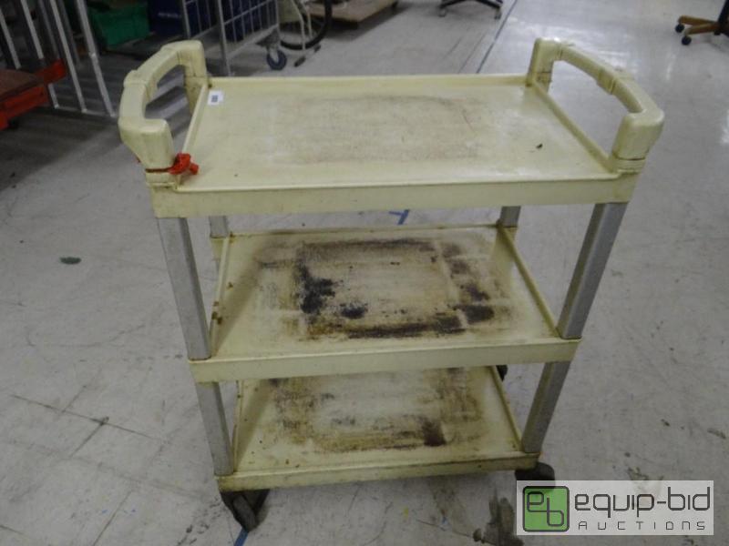 lot 779 image: 3 shelf bus cart on wheels....