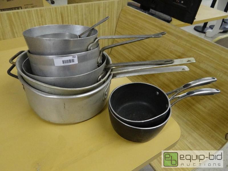 lot 782 image: Lot of 8 various size potssauce pans....