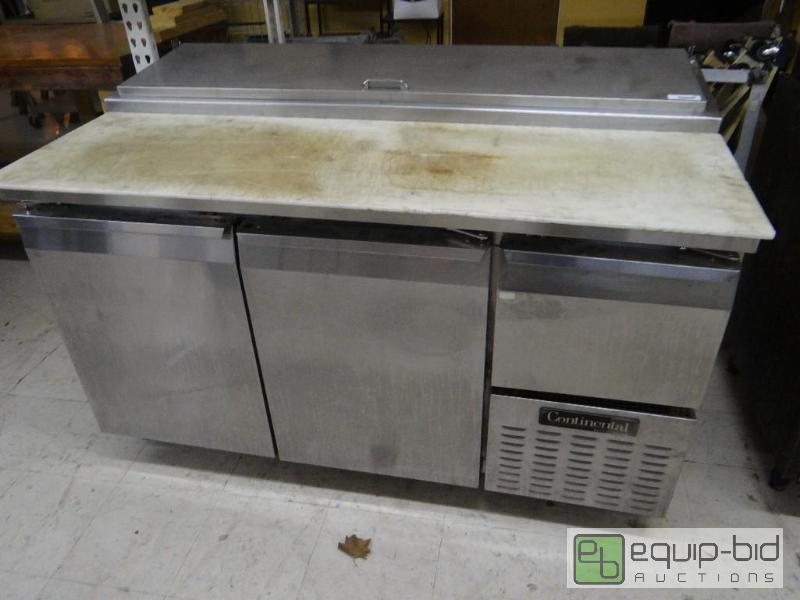 lot 792 image: Continental 3 door refrigerated prep table wi...