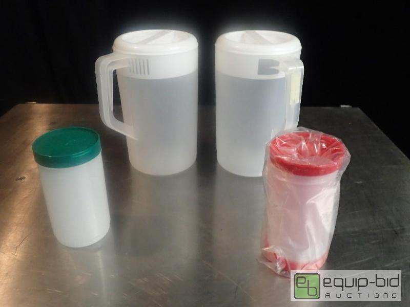 lot 3109 image: (2) Plastic Pitchers and (2) Store and Pour Containers