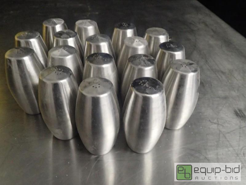 lot 3178 image: Lot of Stainless Steel Salt and Pepper Shakers