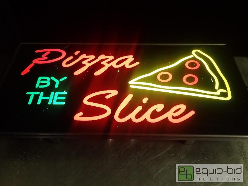 lot 3179 image: Lighted Pizza by the Slice Sign