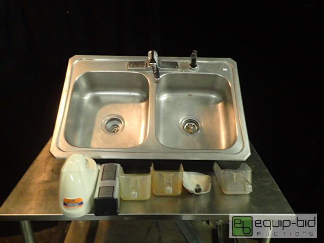 lot 4008 image: Drop In Stainless 2 Bay Sink with Soup Dispenser