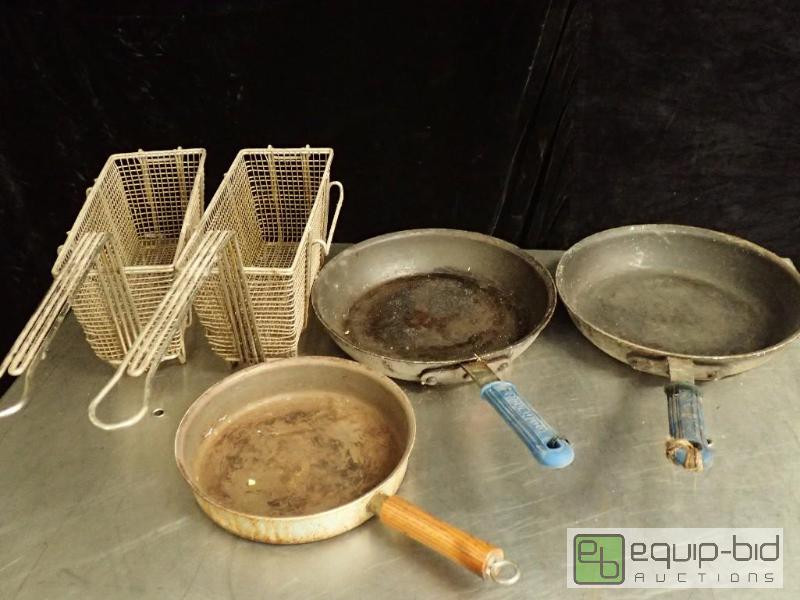lot 1113 image: (2) Fry Baskets and (3) Pans