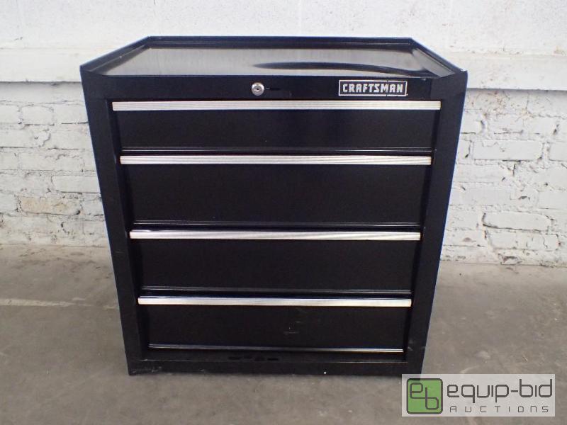 lot 3271 image: Craftsman 26 in. 4-Drawer Standard Duty Ball Bearing Rolling Cabinet - Black