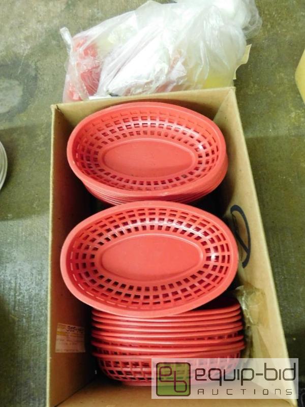 lot 1413 image: Lot of Baskets and Ketchup and Mustard Containers